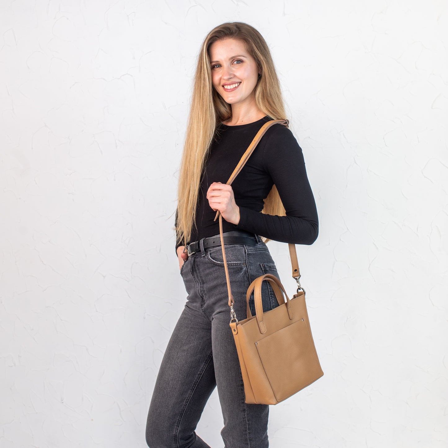 Pebbled leather mini tote bag