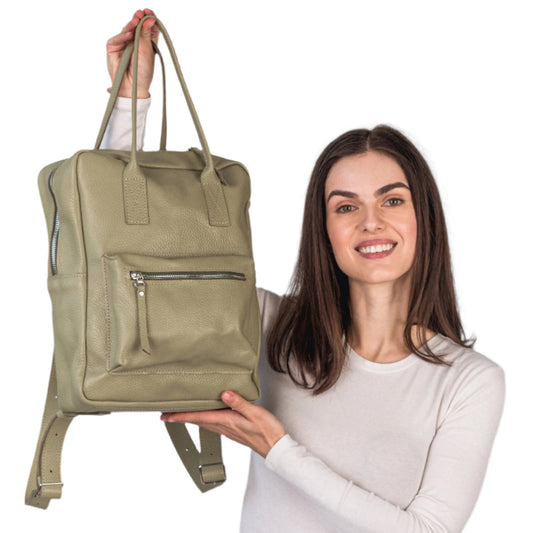 Avocado pebbled  leather city backpack