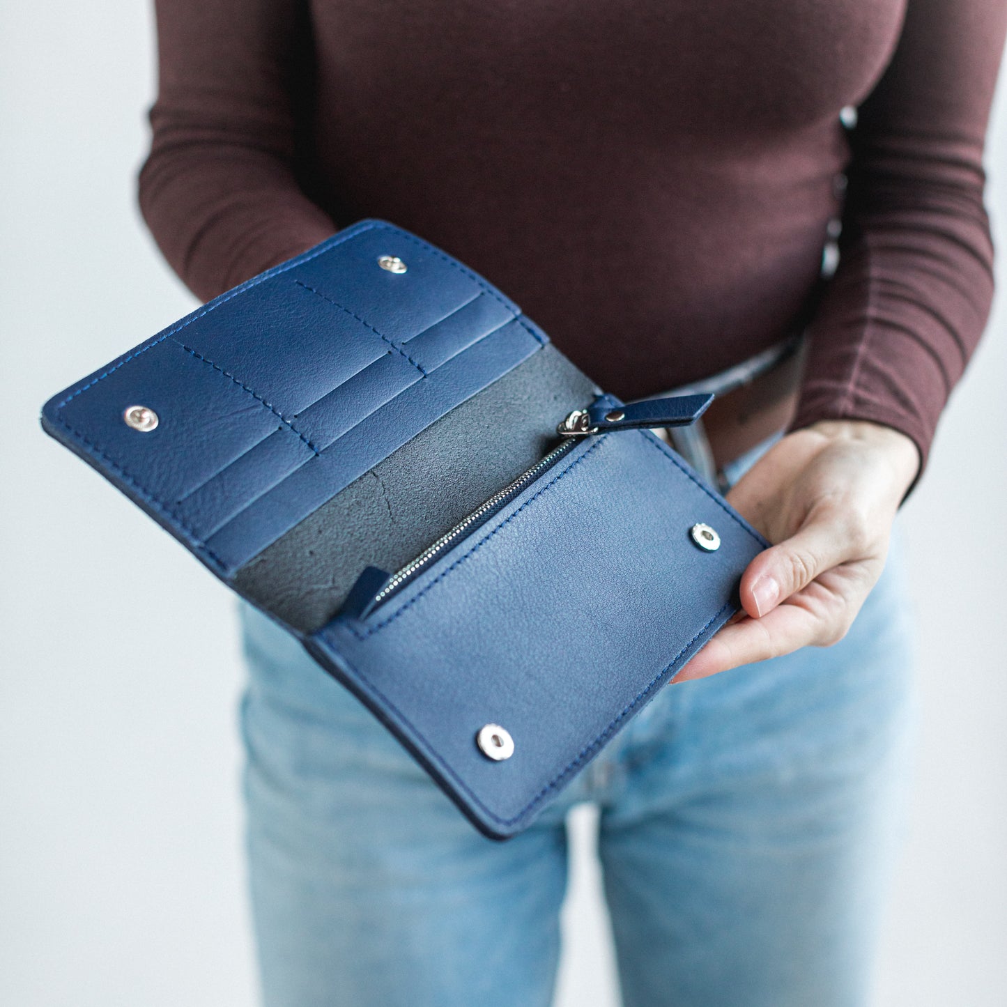 Navy Blue\Black double face leather