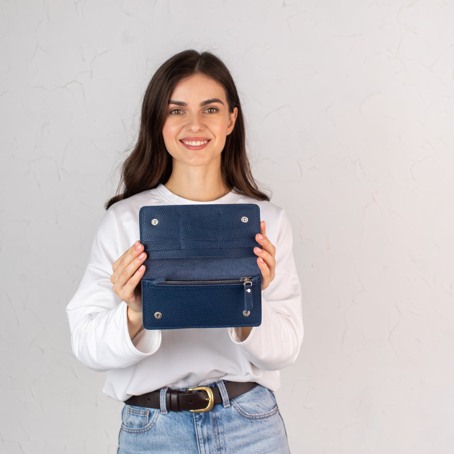 Navy Blue pebbled leather