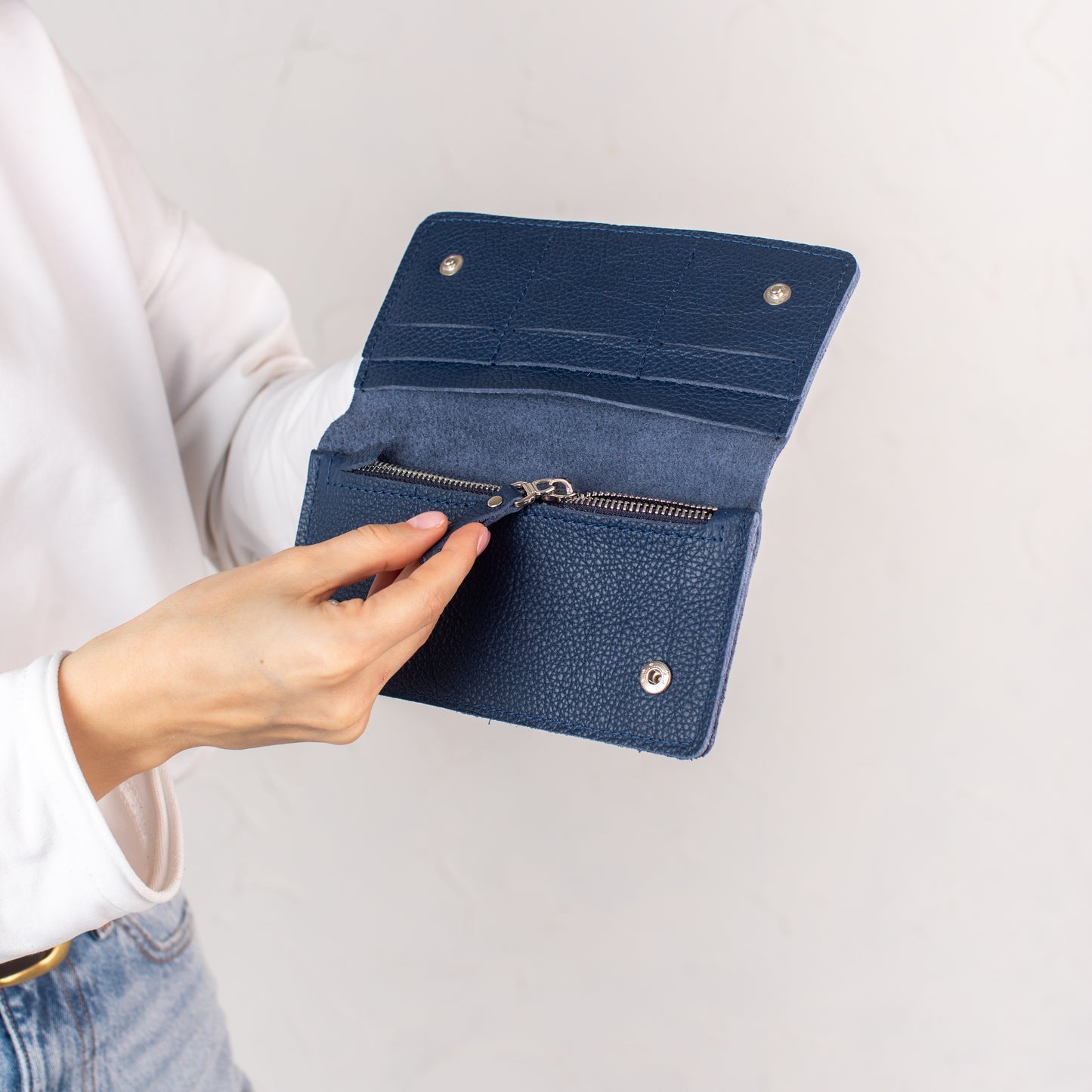 Navy Blue pebbled leather