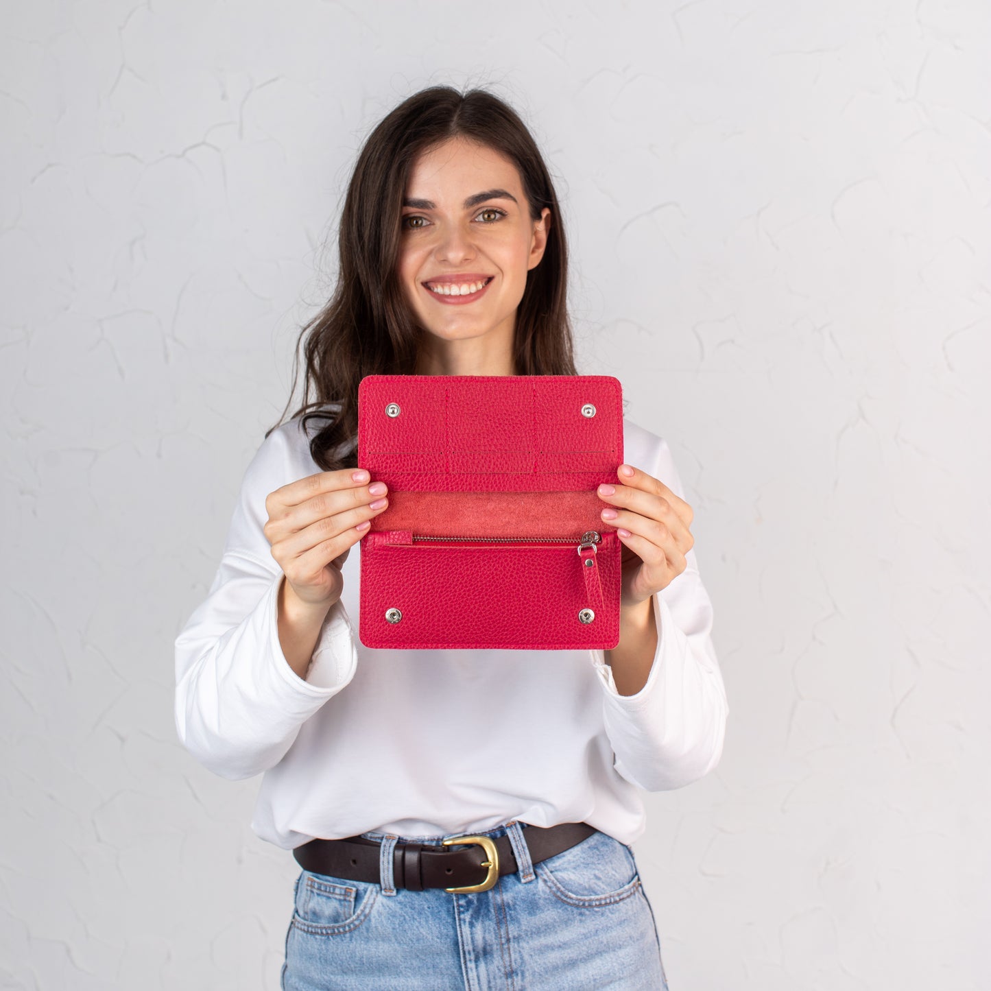 Candy Red pebbled leather