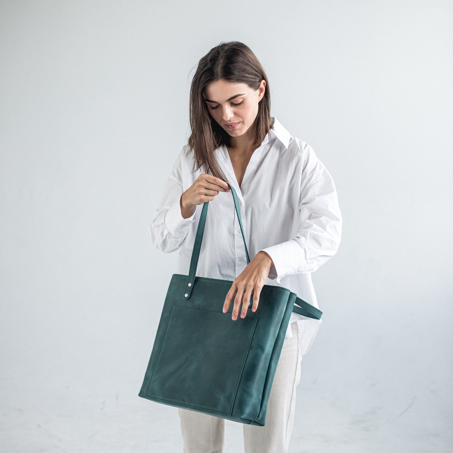 Opal leather tote bag