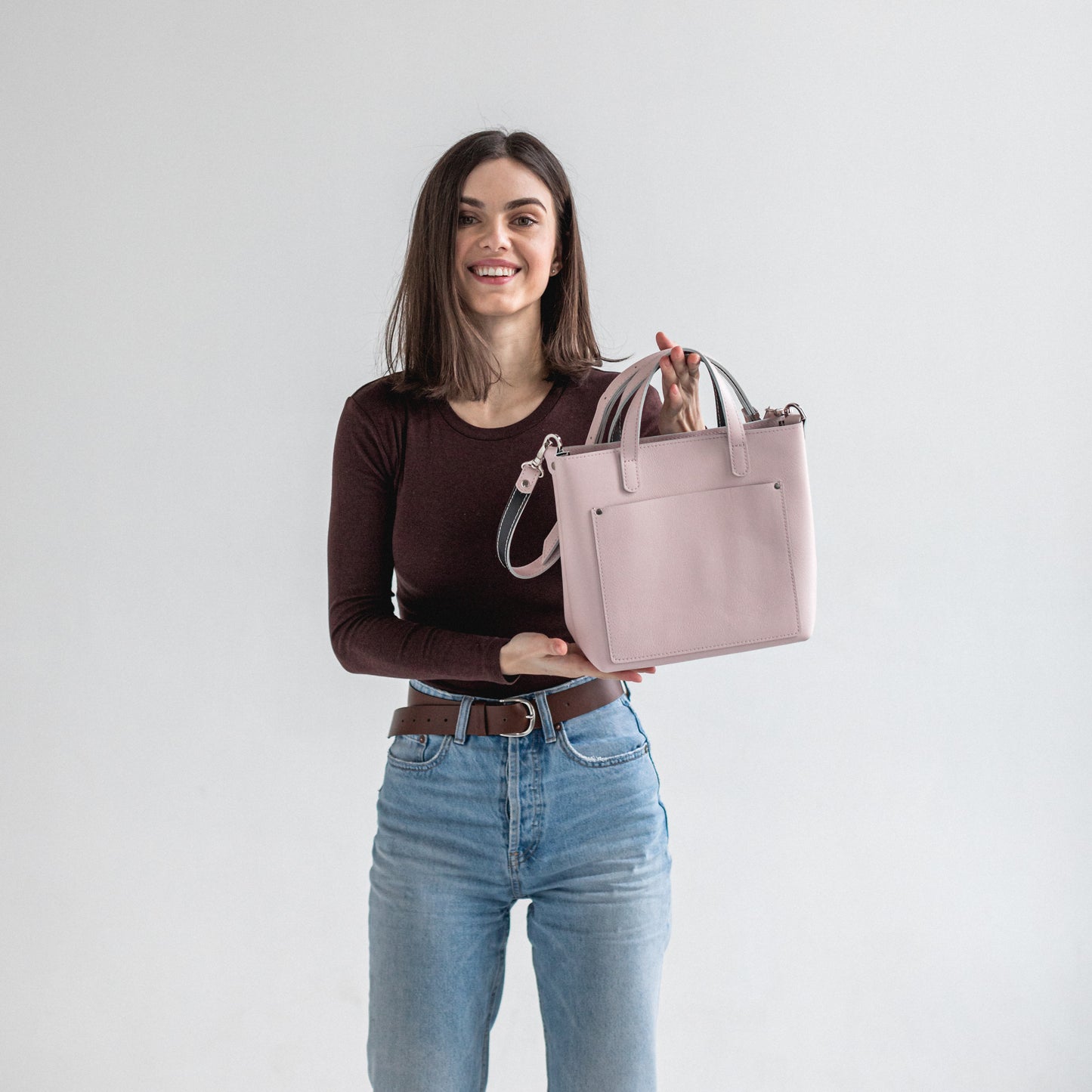 Handmade leather mini tote bag for everyday use 