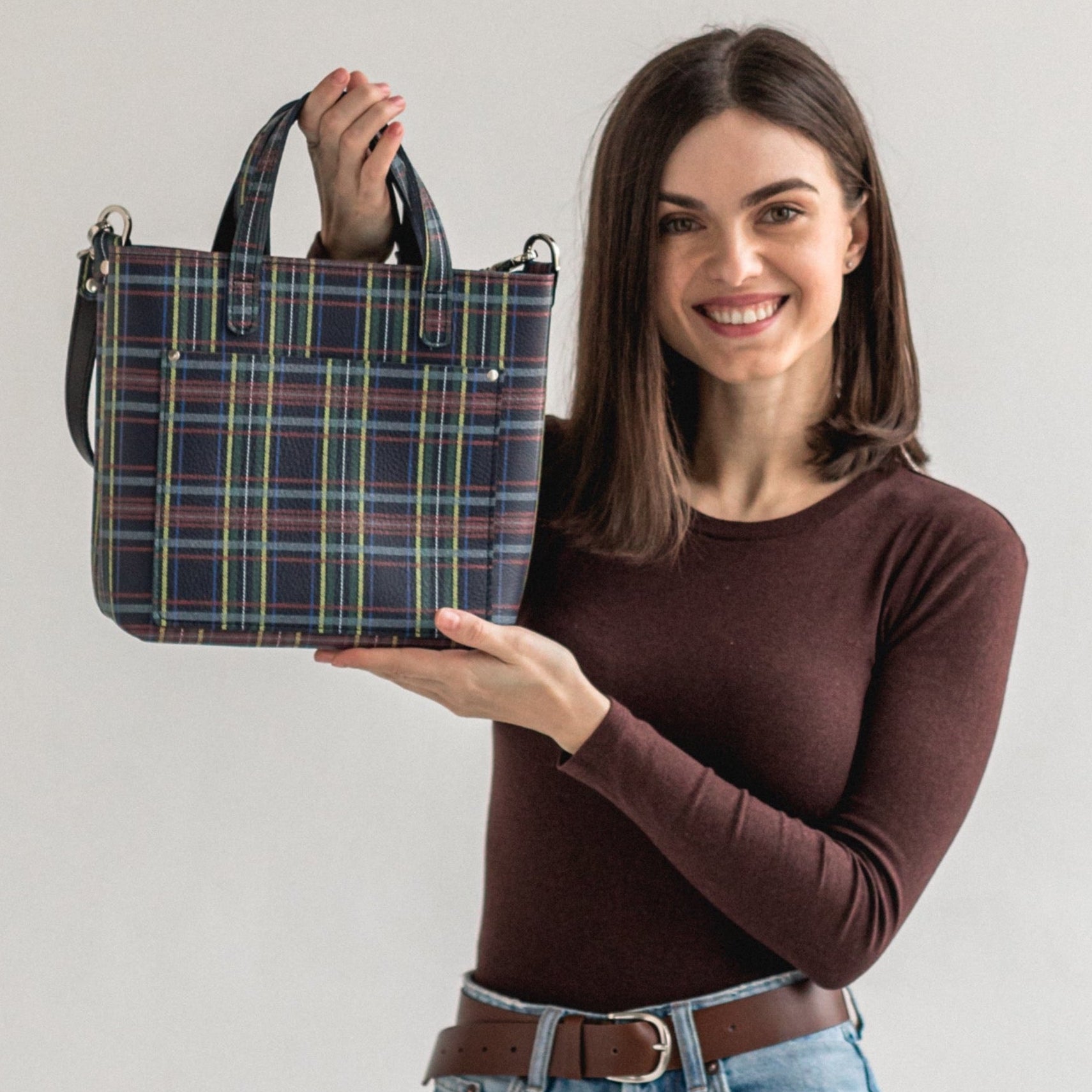 Plaid tote clearance bag