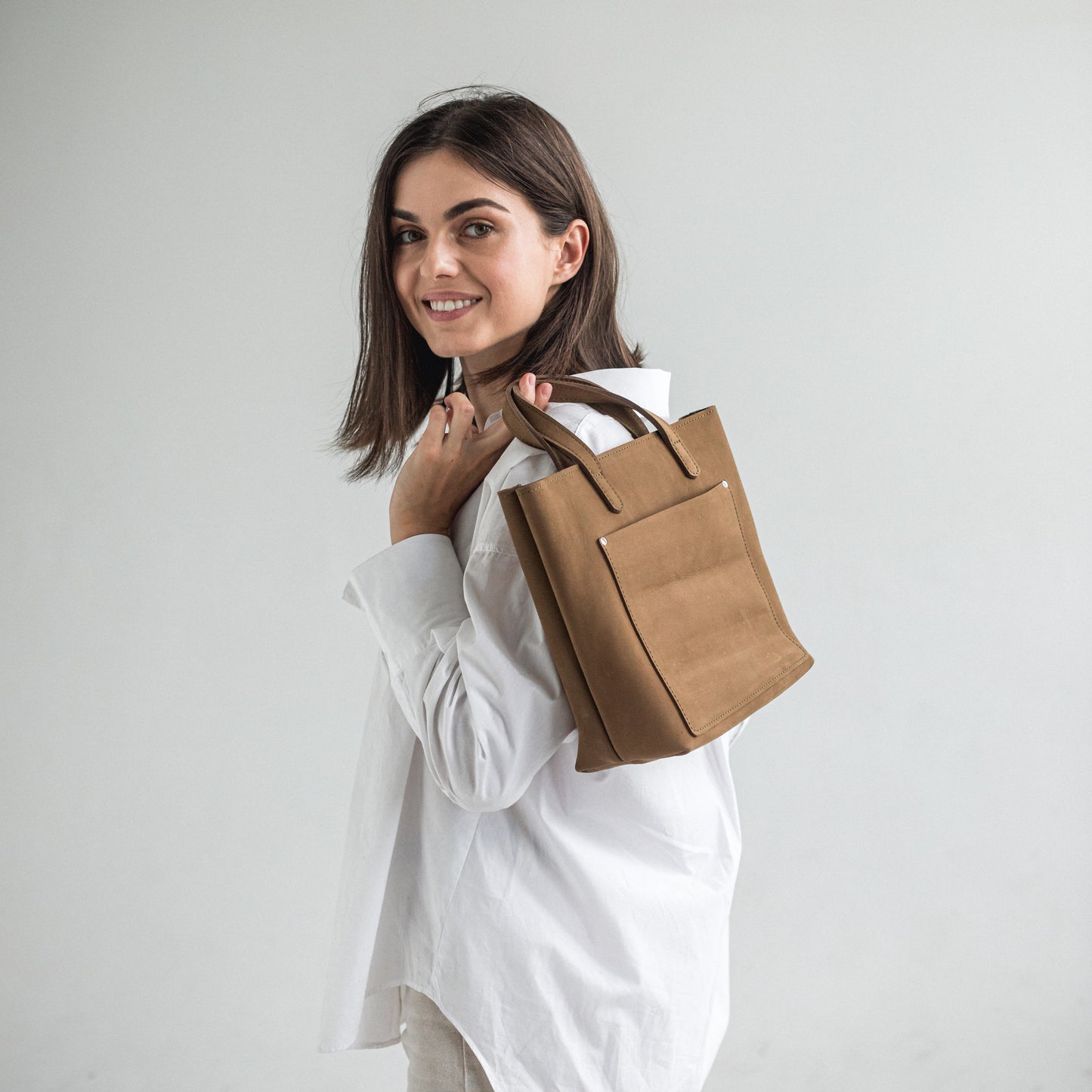 Leather mini tote bag 