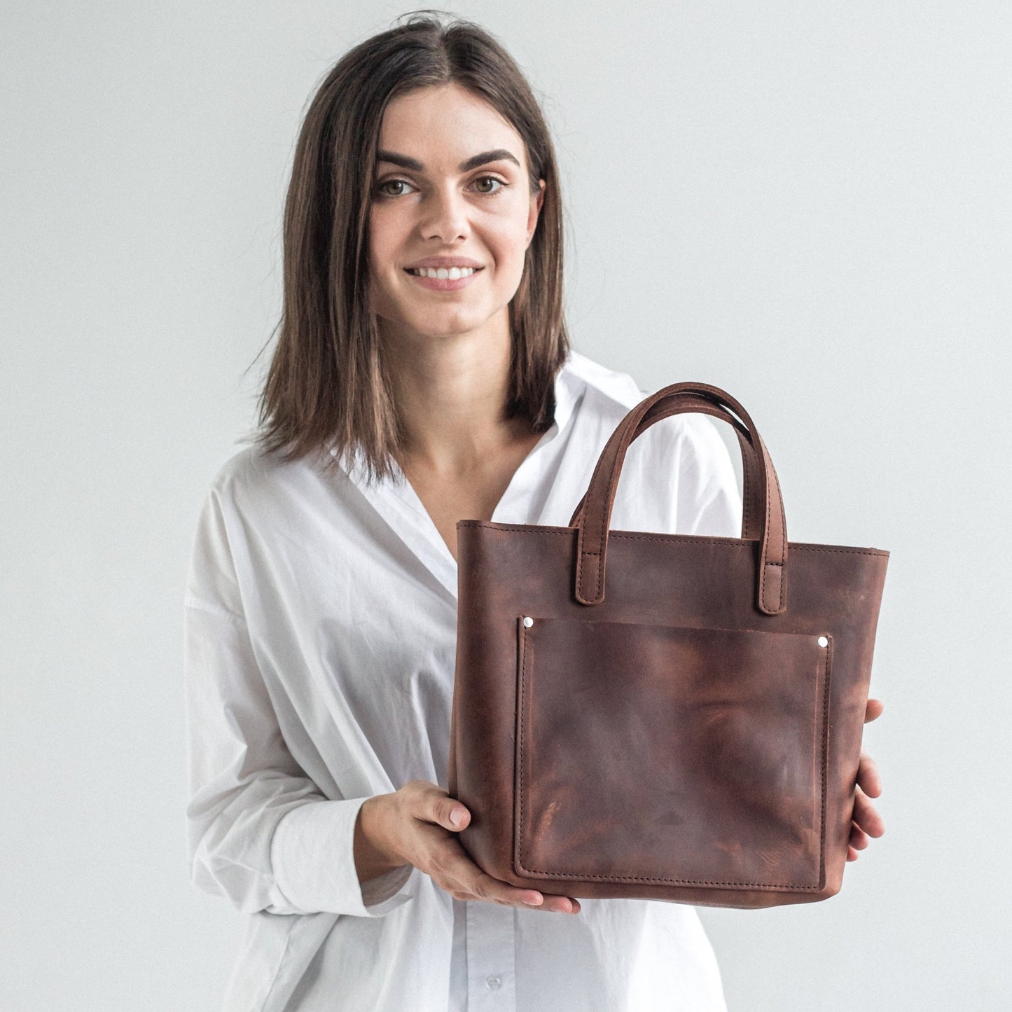 Handmade leather tote bag 