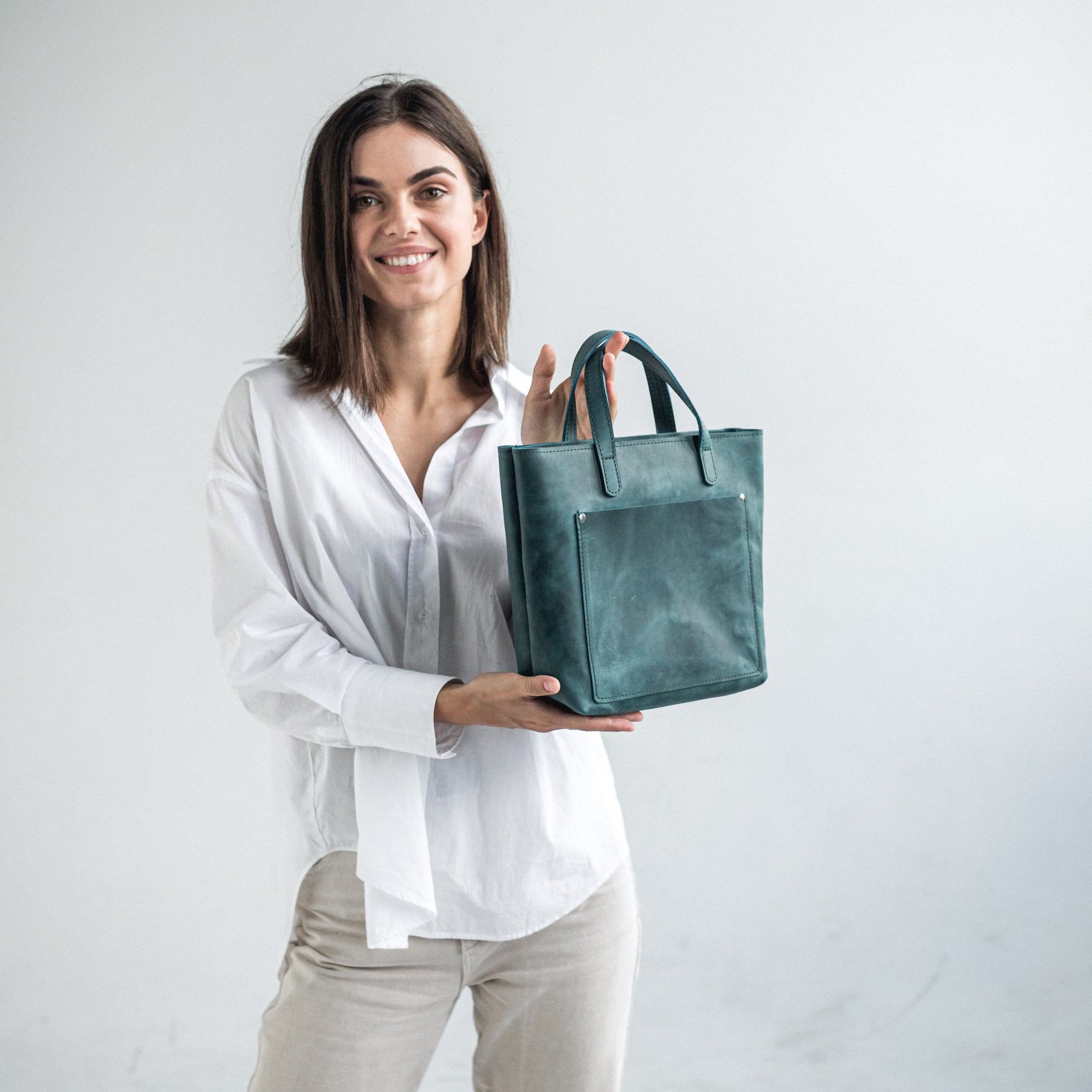 Handmade leather mini tote bags 