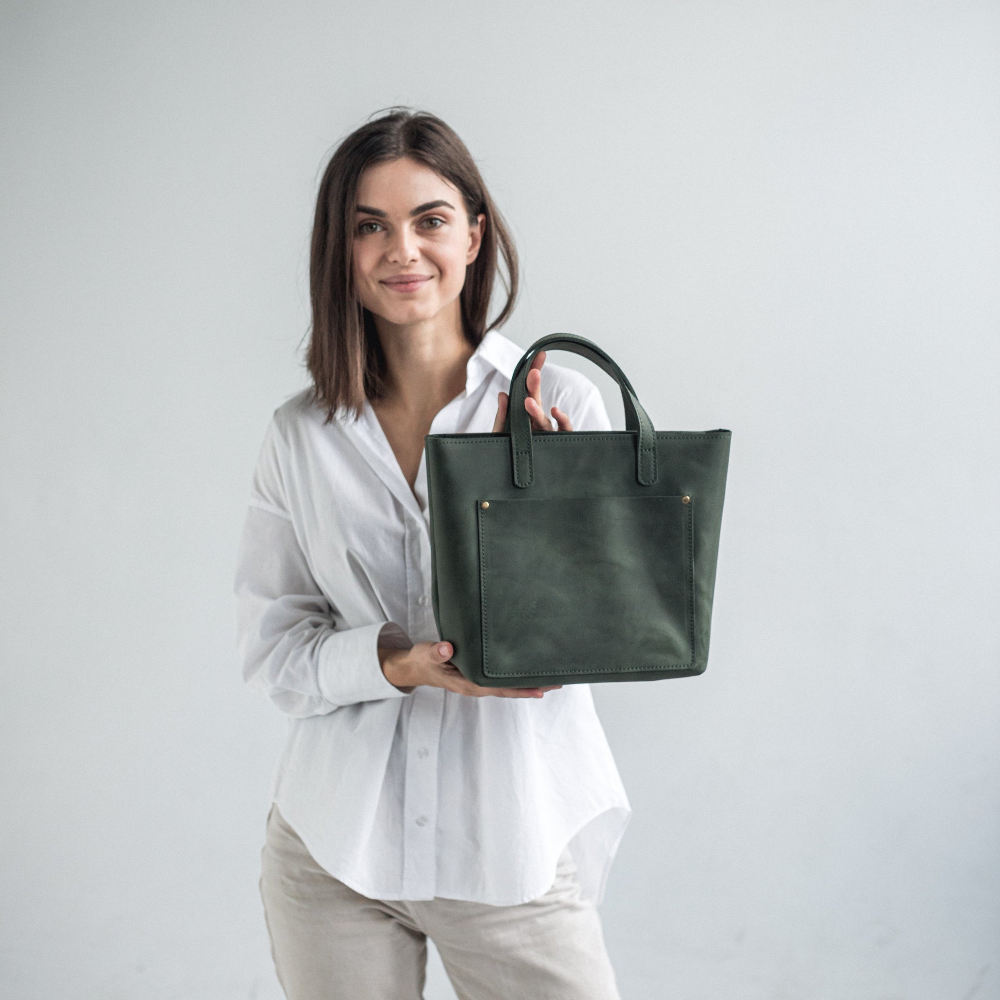 Handmade leather women tote bag 