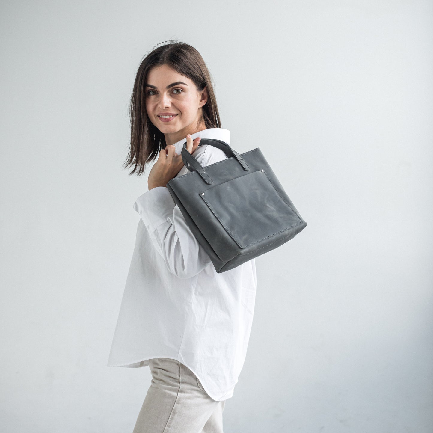 Handcrafted leather mini tote bag for everyday use 