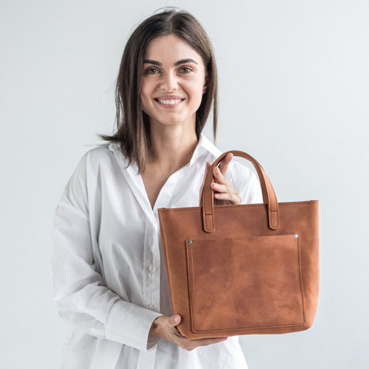 Brown leather tote bag 