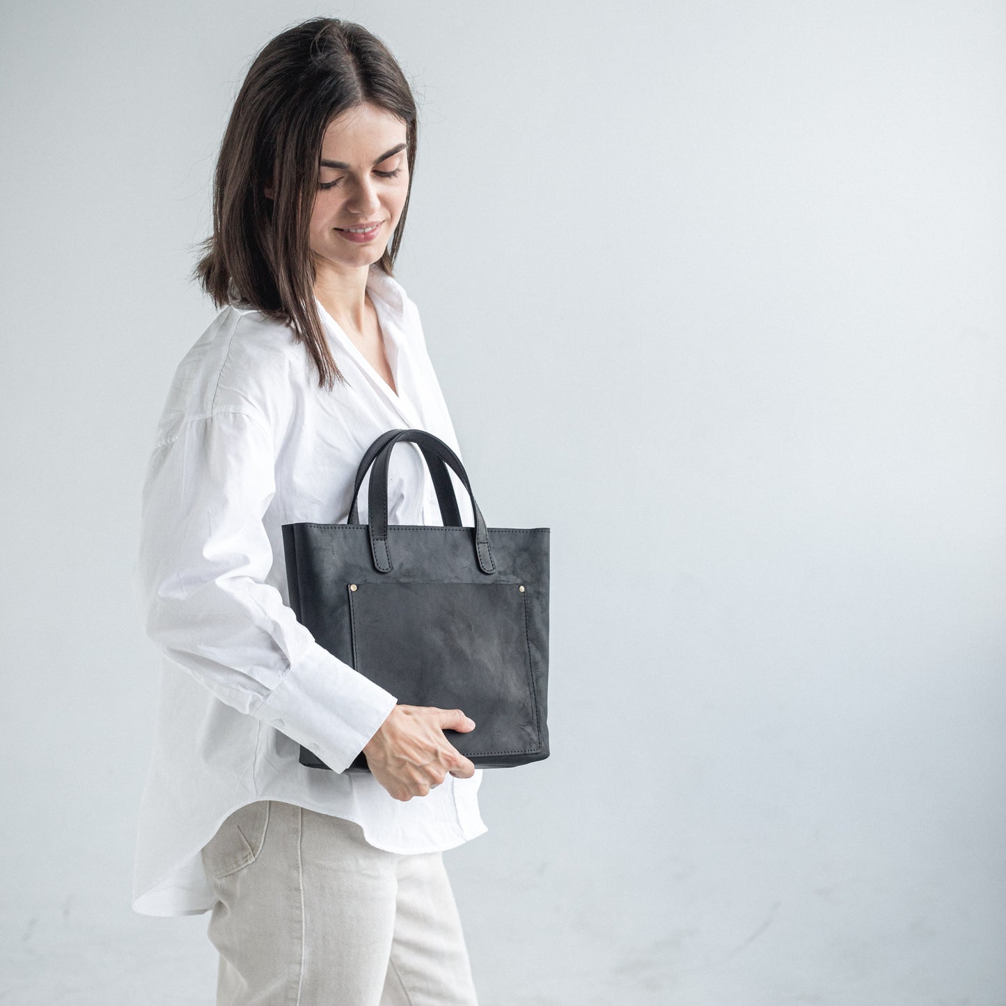 Black Leather Mini Tote