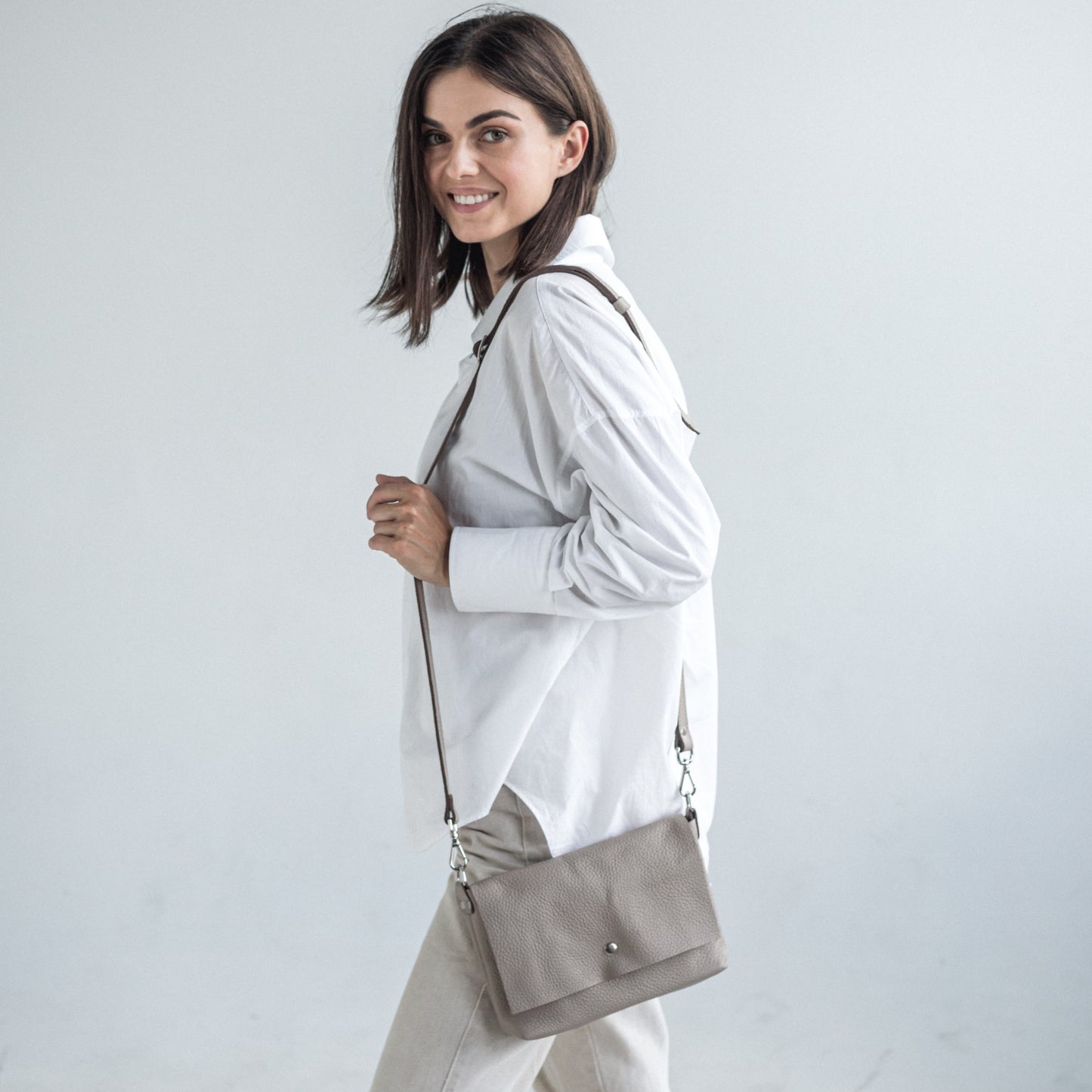 Pebbled leather crossbody bag 