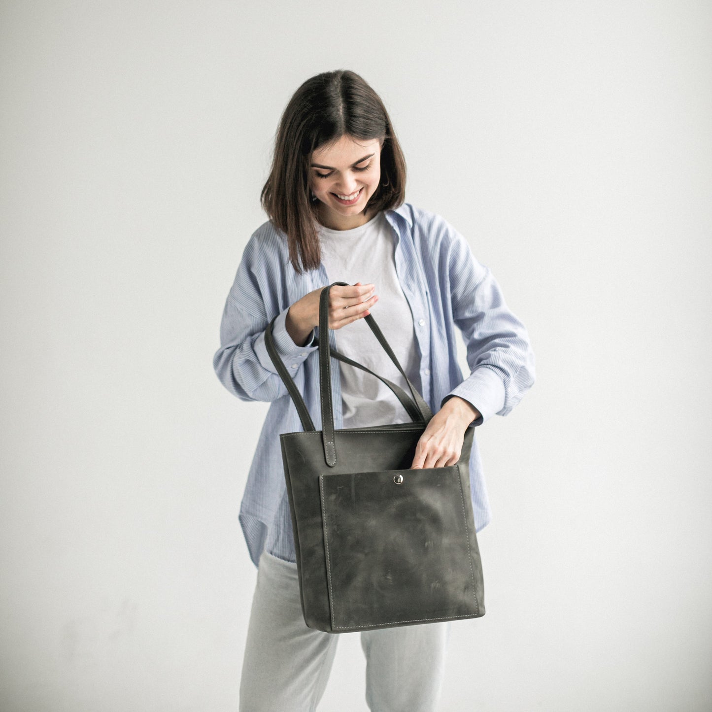 Leather tote bag 